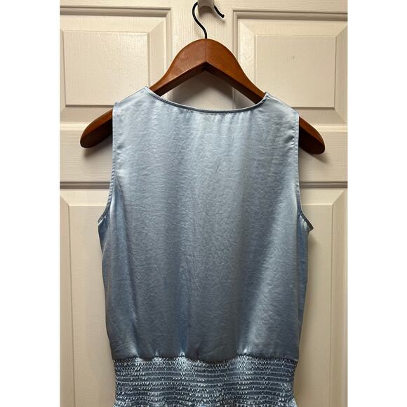 NWT White House Black Market Sleeveless VNeck Surplice Smocked Blouse, Size S - Picture 2 of 4